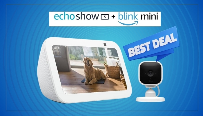 Echo Show 5 (3rd Gen) with Blink Mini Glacier Now Available for $54.99